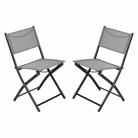 Flash Furniture Brazos Folding Chairs w/Gray Flex Comfort Material Backs and Seats and Black Metal Frames, 2PK TLH-SC-097-GRY-02-GG